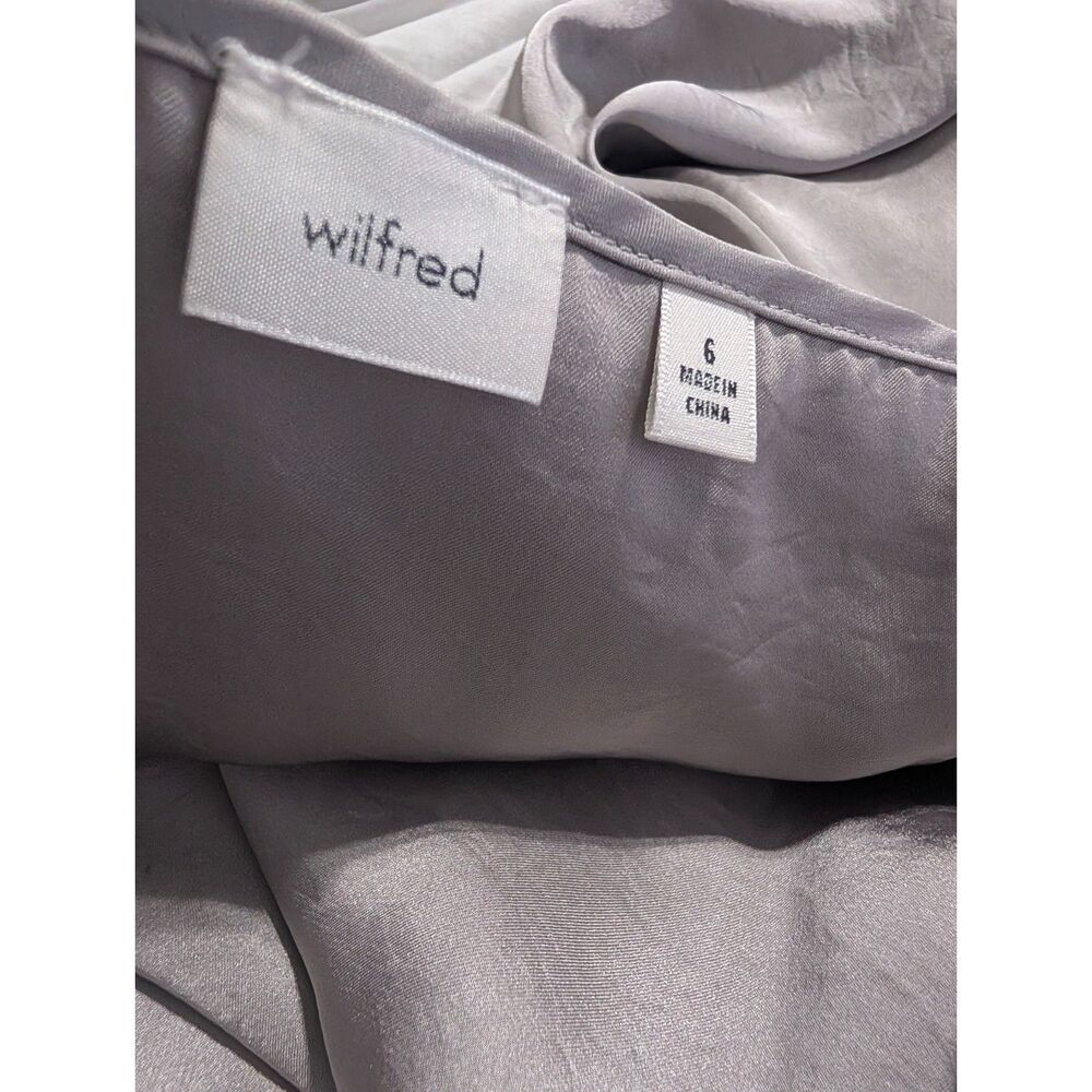 Aritzia Wilfred Elixir Satin Midi Slip Skirt Size 6 Silver Taupe Quiet Luxury - Picture 4 of 9